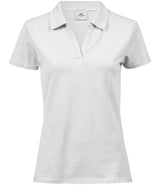 Tee Jays Ladies Luxury Stretch V Neck Polo Shirt | White thumbnail 1