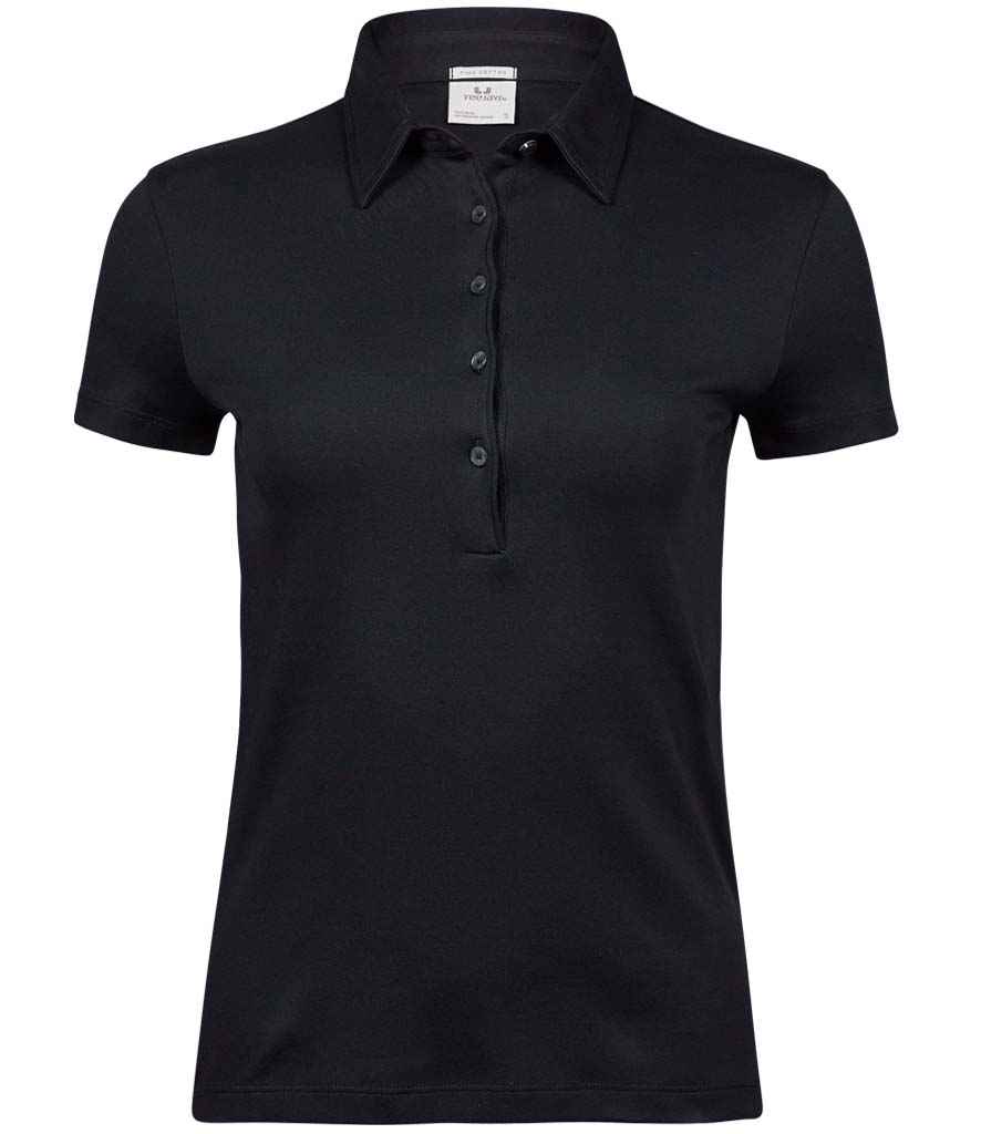 Tee Jays Ladies Pima Cotton Interlock Polo Shirt | Black