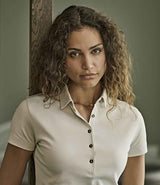 Tee Jays Ladies Pima Cotton Interlock Polo Shirt | Cement thumbnail 2