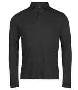 Tee Jays Pima Cotton Long Sleeve Polo Shirt | Black thumbnail 2