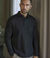 Tee Jays Pima Cotton Long Sleeve Polo Shirt | Black thumbnail 1