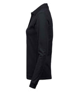 Tee Jays Ladies Luxury Stretch Long Sleeve Polo Shirt | Black thumbnail 4