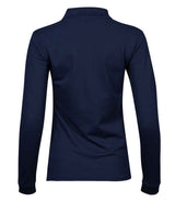 Tee Jays Ladies Luxury Stretch Long Sleeve Polo Shirt | Navy thumbnail 2