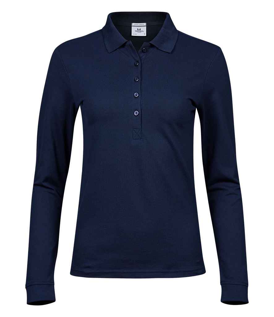 Tee Jays Ladies Luxury Stretch Long Sleeve Polo Shirt | Navy