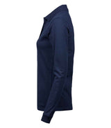 Tee Jays Ladies Luxury Stretch Long Sleeve Polo Shirt | Navy thumbnail 3