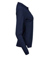 Tee Jays Ladies Luxury Stretch Long Sleeve Polo Shirt | Navy thumbnail 4