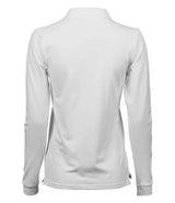 Tee Jays Ladies Luxury Stretch Long Sleeve Polo Shirt | White thumbnail 2