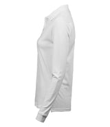 Tee Jays Ladies Luxury Stretch Long Sleeve Polo Shirt | White thumbnail 3