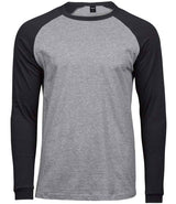 Tee Jays Long Sleeve Baseball T-Shirt | Heather Grey/Black thumbnail 1