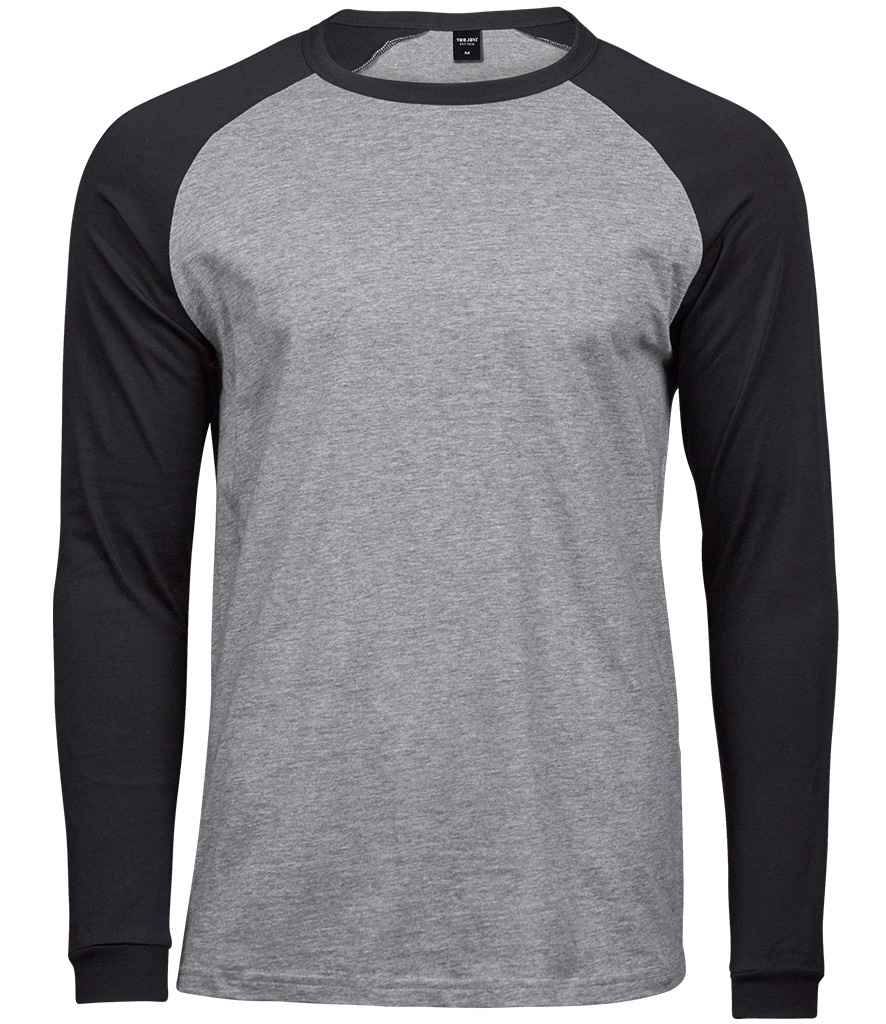 Tee Jays Long Sleeve Baseball T-Shirt | Heather Grey/Black