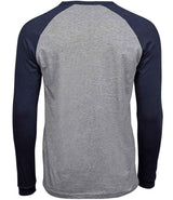 Tee Jays Long Sleeve Baseball T-Shirt | Heather Grey/Navy thumbnail 2