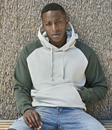 Tee Jays Unlabeled Two-Tone Hooded Sweatshirt | Cement/Dark Green thumbnail 1
