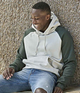Tee Jays Unlabeled Two-Tone Hooded Sweatshirt | Cement/Dark Green thumbnail 2