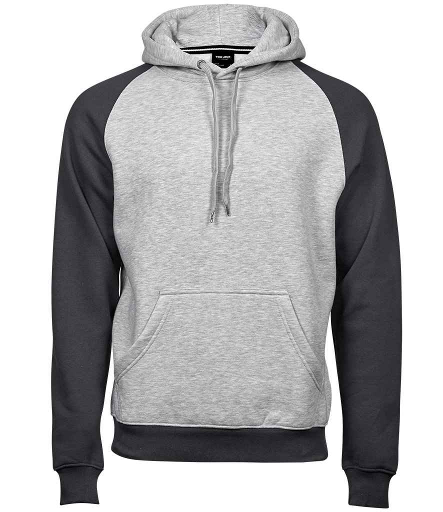 Tee Jays Two Tone Raglan Hooded Sweatshirt | Heather Grey/Dark Grey