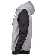 Tee Jays Two Tone Raglan Hooded Sweatshirt | Heather Grey/Dark Grey thumbnail 3