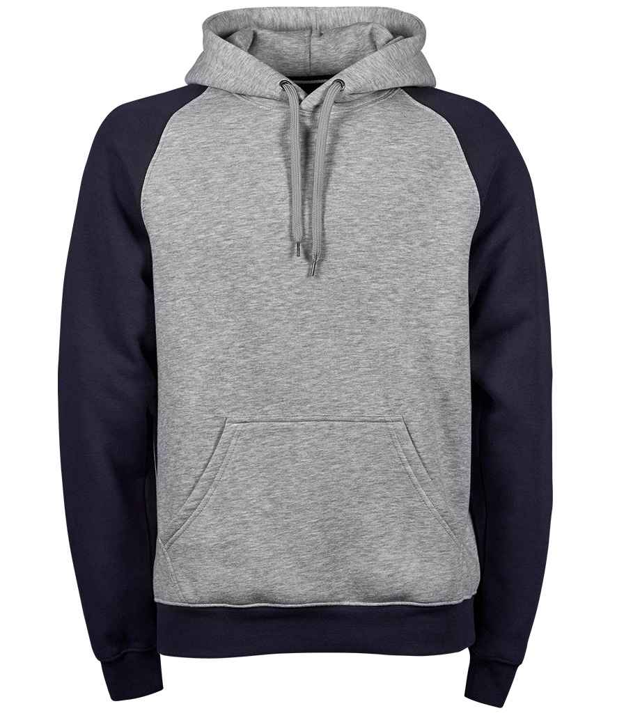 Tee Jays Two Tone Raglan Hooded Sweatshirt | Heather Grey/Navy