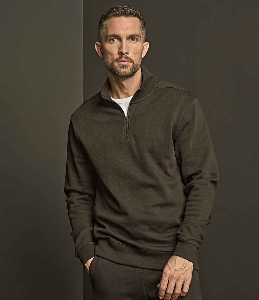 Tee Jays Ribbed Interlock Half Zip Sweatshirt | Black