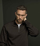 Tee Jays Ribbed Interlock Half Zip Sweatshirt | Black thumbnail 2
