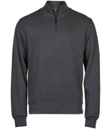Tee Jays Ribbed Interlock Half Zip Sweatshirt | Dark Grey thumbnail 1