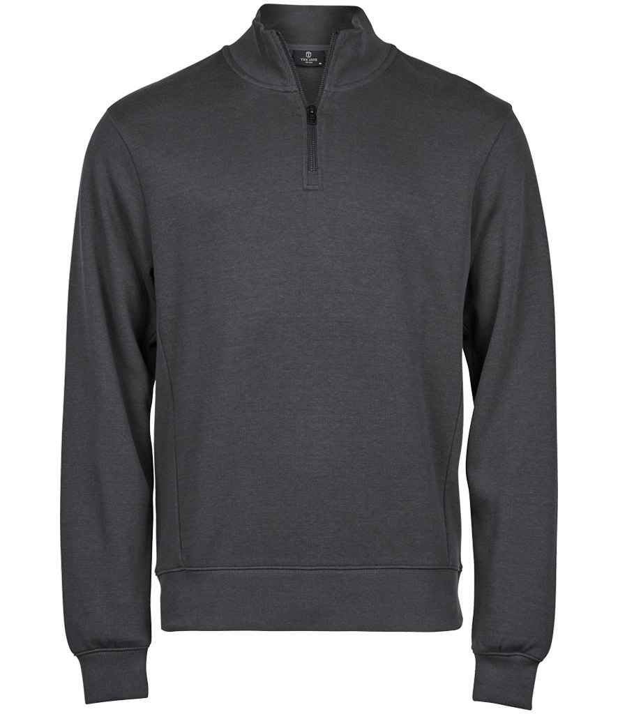 Tee Jays Ribbed Interlock Half Zip Sweatshirt | Dark Grey