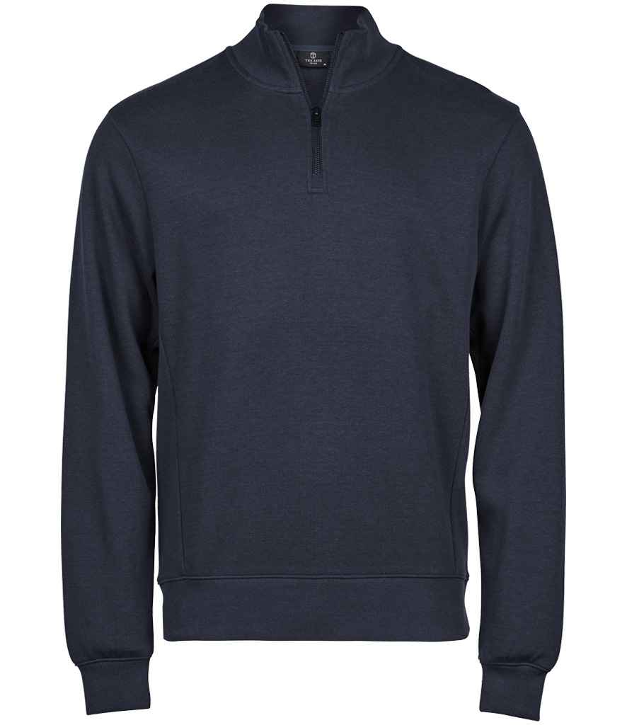 Tee Jays Ribbed Interlock Half Zip Sweatshirt | Navy