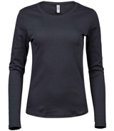 Tee Jays Ladies Long Sleeve Interlock T-Shirt | Dark Grey thumbnail 1
