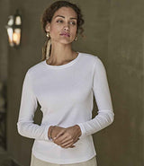 Tee Jays Ladies Long Sleeve Interlock T-Shirt | White thumbnail 1