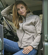 Tee Jays Ladies Knitted Outdoor Fleece Jacket | Grey Melange thumbnail 1