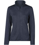Tee Jays Ladies Knitted Outdoor Fleece Jacket | Navy Melange thumbnail 1