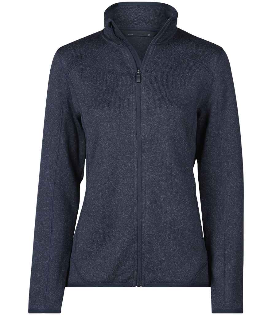 Tee Jays Ladies Knitted Outdoor Fleece Jacket | Navy Melange