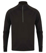 Tombo Long Sleeve Zip Neck Performance Top | Black thumbnail 3