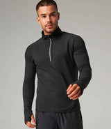 Tombo Long Sleeve Zip Neck Performance Top | Black thumbnail 2
