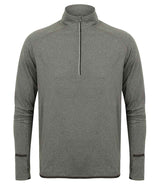 Tombo Long Sleeve Zip Neck Performance Top | Grey Marl thumbnail 1