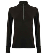 Tombo Ladies Long Sleeve Zip Neck Performance Top | Black thumbnail 4