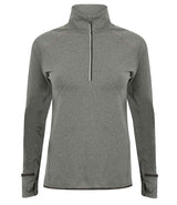 Tombo Ladies Long Sleeve Zip Neck Performance Top | Grey Marl thumbnail 1