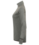 Tombo Ladies Long Sleeve Zip Neck Performance Top | Grey Marl thumbnail 3