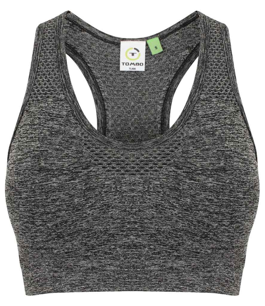 Tombo Ladies Seamless Crop Top | Dark Grey Marl