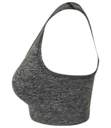 Tombo Ladies Seamless Crop Top | Dark Grey Marl thumbnail 3