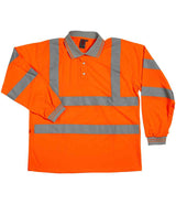 Warrior Hi-Vis Long Sleeve Polo Shirt | Orange thumbnail 3