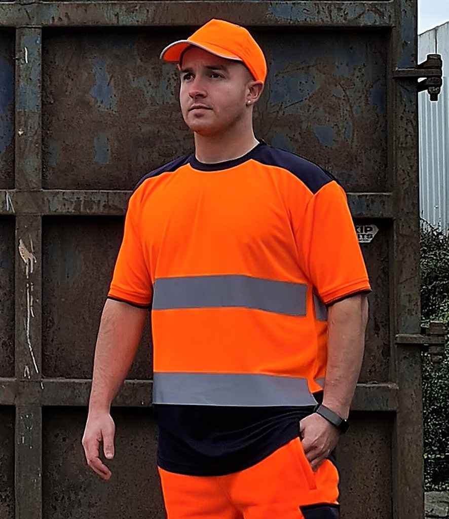 Yoko Hi-Vis Two Tone T-Shirt | Orange/Navy