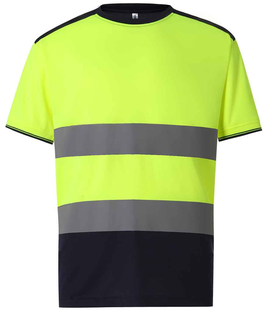 Yoko Hi-Vis Two Tone T-Shirt | Yellow/Navy