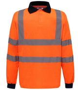Yoko Hi-Vis Long Sleeve Polo Shirt | Orange thumbnail 1