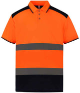 Yoko Two Tone Short Sleeve Polo Shirt | Orange/Navy thumbnail 2