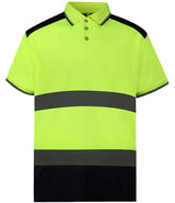 Yoko Two Tone Short Sleeve Polo Shirt | Yellow/Navy thumbnail 2