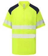 Yoko Mandarin Collar Zip Piqué Polo Shirt | Yellow thumbnail 1