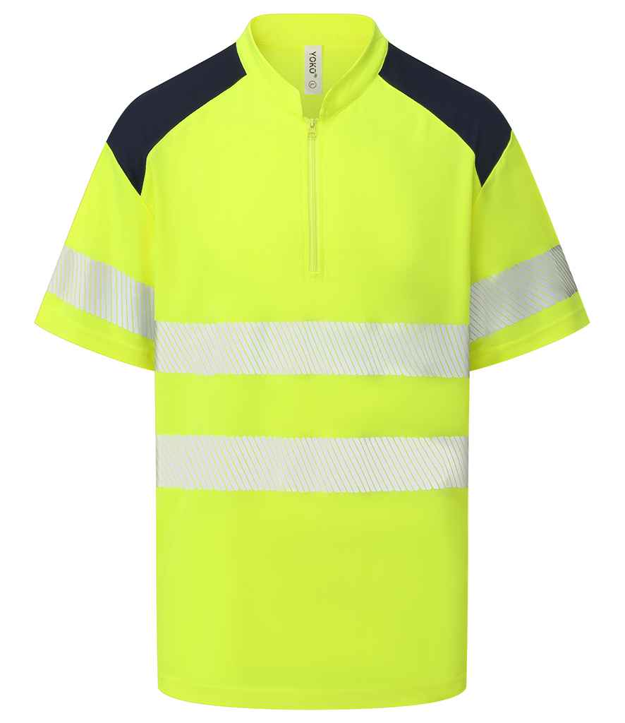 Yoko Mandarin Collar Zip Piqué Polo Shirt | Yellow