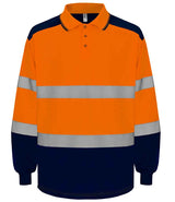 Yoko Two Tone Long Sleeve Polo Shirt | Orange/Navy thumbnail 1