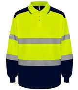 Yoko Two Tone Long Sleeve Polo Shirt | Yellow/Navy thumbnail 1
