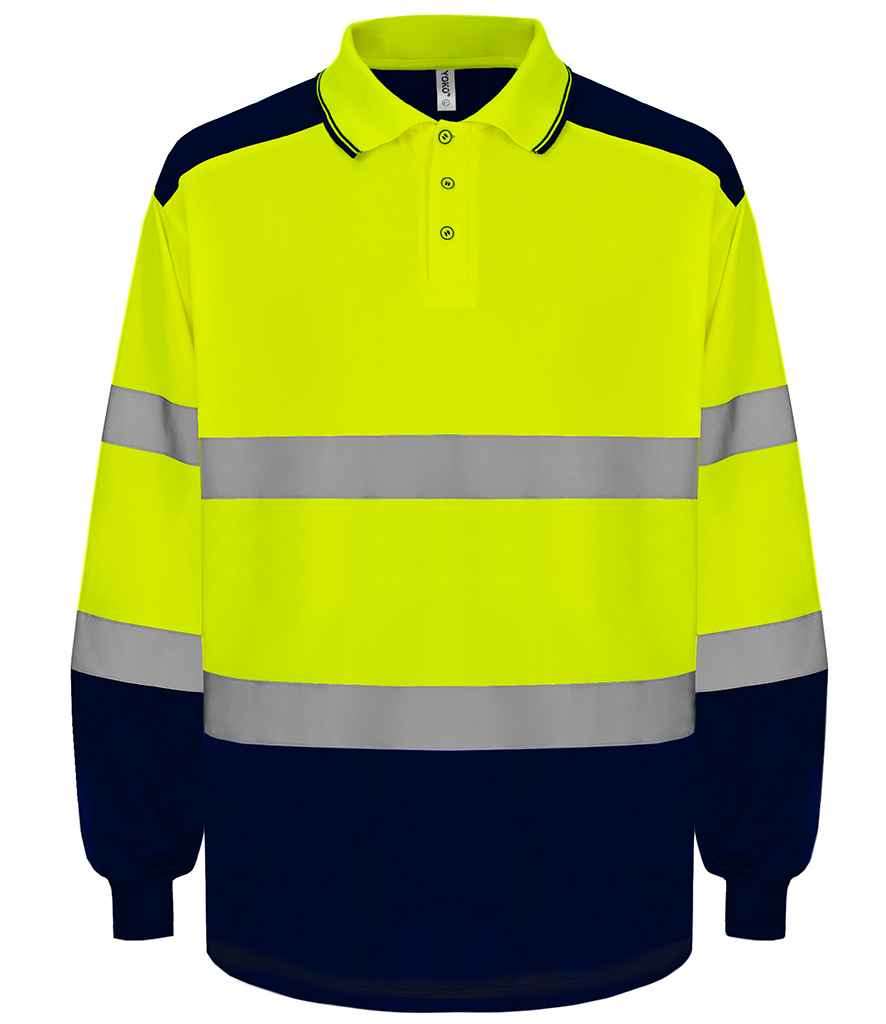 Yoko Two Tone Long Sleeve Polo Shirt | Yellow/Navy