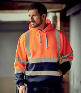Yoko Hi-Vis Pull Over Hoodie | Orange/Navy thumbnail 1